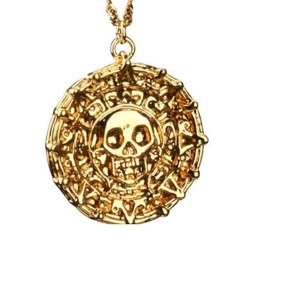 vintage Style Pirates of the Caribbean Coin Pendentif Collier, Cursed Pirate Doubloon Collier Cadeau