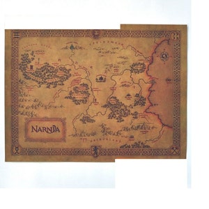 Légende de NARNIA / trésor carte / affiche Kraft / marron papier / bar café décoration peinture 51x35.5cm