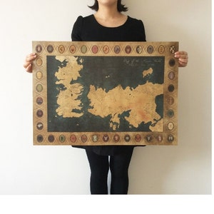 Game of Thrones Série de TV americana O mapa antigo Cartaz de papel vintage BAR DECORAÇÃO de parede de casa 28x20 polegadas (71 * 51,5 cm)
