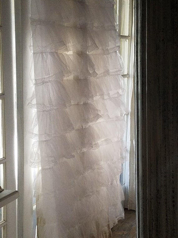 White Ruffled Tiered Panel Use Curtain Shower Curtain Wall Etsy
