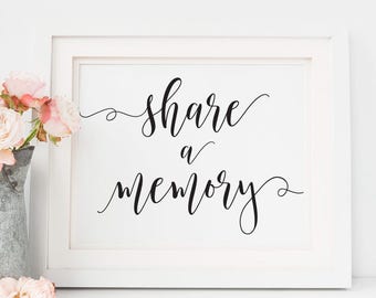 Share a Memory Sign, Share A Memory Printable, Share a  Memory Card, Memorial Cards,  Printable Rustic Wedding Signs, Wedding signage