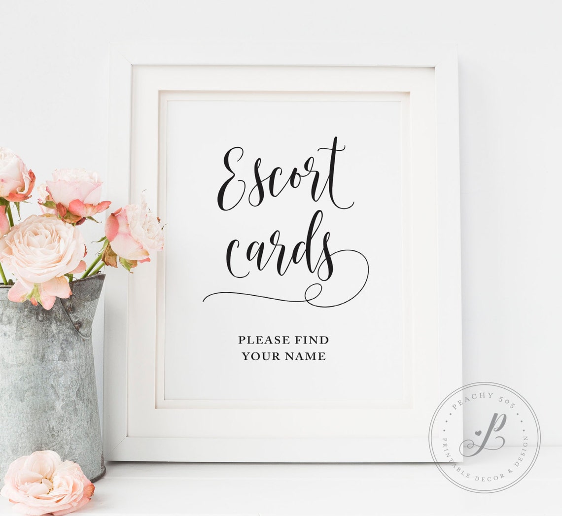 Escort Cards Sign Printable Wedding Escort Cards Sign Place - Etsy