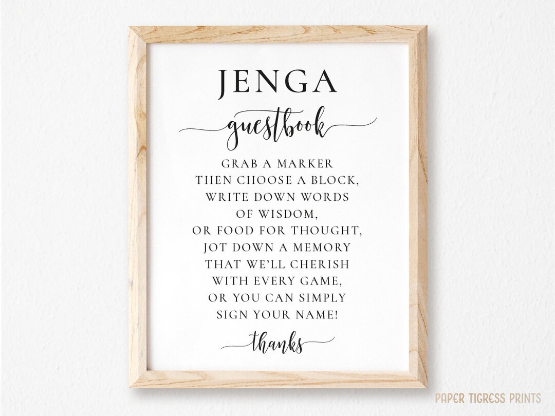 Jenga Piece Guestbook Printable Please Sign a Jenga Piece - Etsy