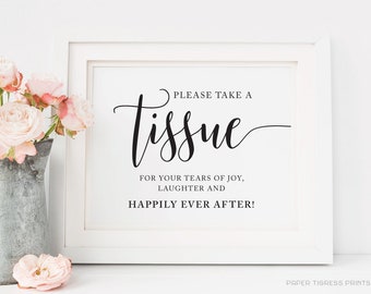 Printable Tissue Napkin wedding sign, Wedding Tissue Printable, Happy tears sign, Tissue Wedding Sign, Wedding Prints, Wedding signs