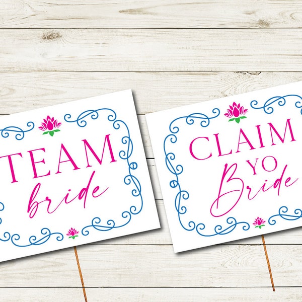 Team Bride Indian Bridesmaids Props Sign Printable  Bollywood Theme Wedding Signs, Bridal Entry Signs, Indian Wedding Photo Props Sign