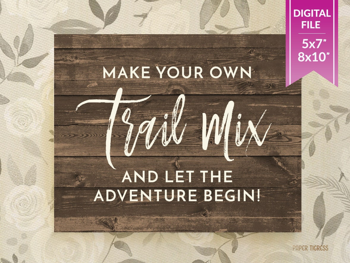 Trail mix Bar Sign Printable Make your own Trail Mix Sign Etsy