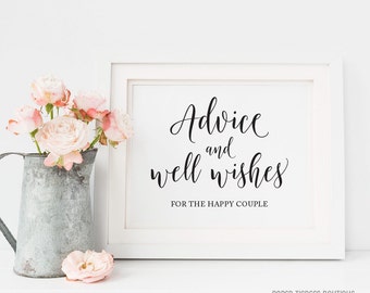 Wedding Advice Sign, Printable Wedding Sign, Printable Advice Sign, Guestbook Alternative, Well wishes sign, advice and well wishes sign