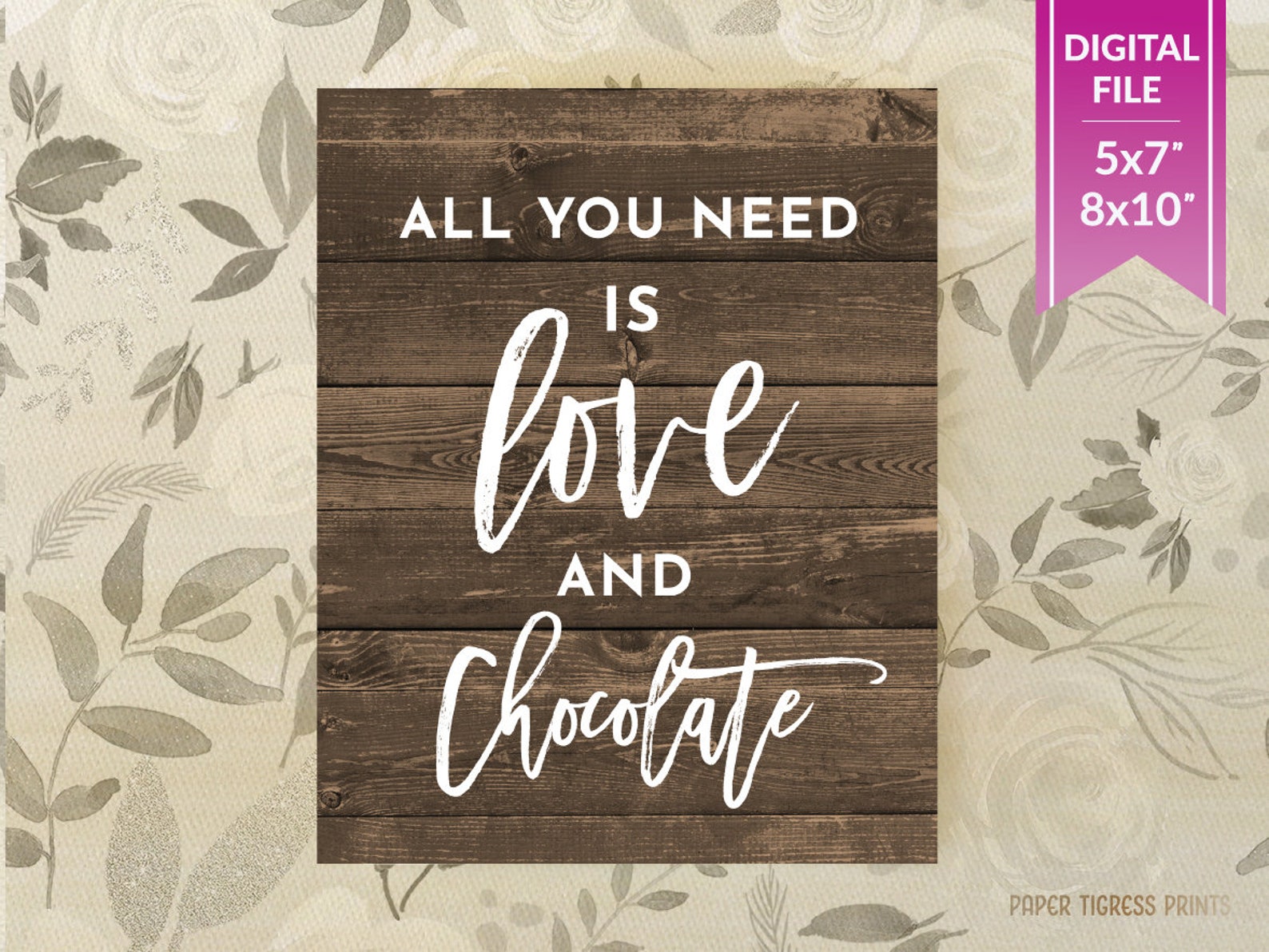 All You Need is Love and Chocolate Sign Printable Hot Etsy