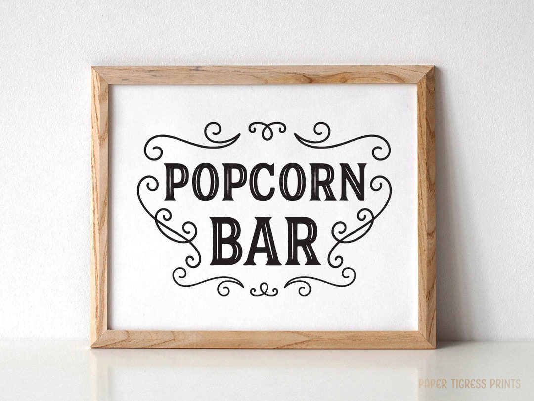 Popcorn Bar Sign Printable Popcorn Station Sign Popcorn Etsy
