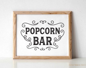 Popcorn Bar Sign, Printable Popcorn Station Sign, Popcorn Favors, Snack Bar Signs, Popcorn Graduation Party Wedding Shower Signs