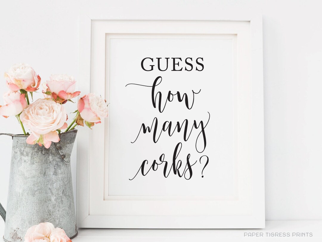 Guess How Many Corks Sign Printable Bridal Shower Games Instant ...