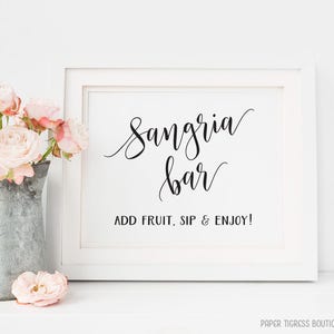 Sangria Bar Printable, Sangria Bar Sign, Champagne Bar Sign, Bridal ...