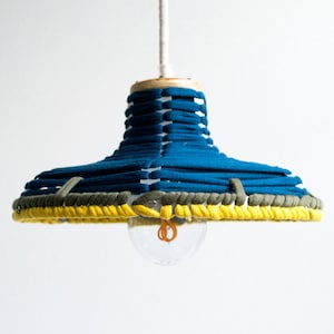 PENDANT LAMP 'BLUE-YELLOW' handmade lamp pendant lamp accessory living interior metal fabric image 1