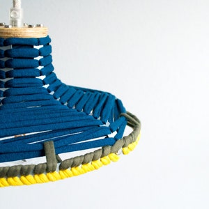 PENDANT LAMP 'BLUE-YELLOW' handmade lamp pendant lamp accessory living interior metal fabric image 3
