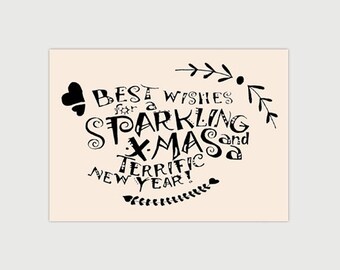 CHRISTMAS CARD ' BEST WISHES '-Christmas-Christmas-new year-bestewensen-handlettering