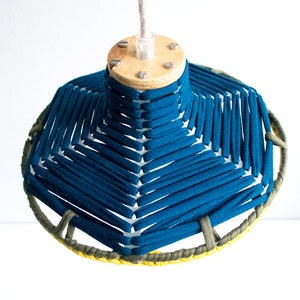 PENDANT LAMP 'BLUE-YELLOW' handmade lamp pendant lamp accessory living interior metal fabric image 4