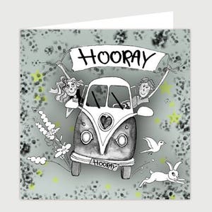 WENSKAART 'HOORAY' - verjaardag - geslaagd - jubileum - trouwen