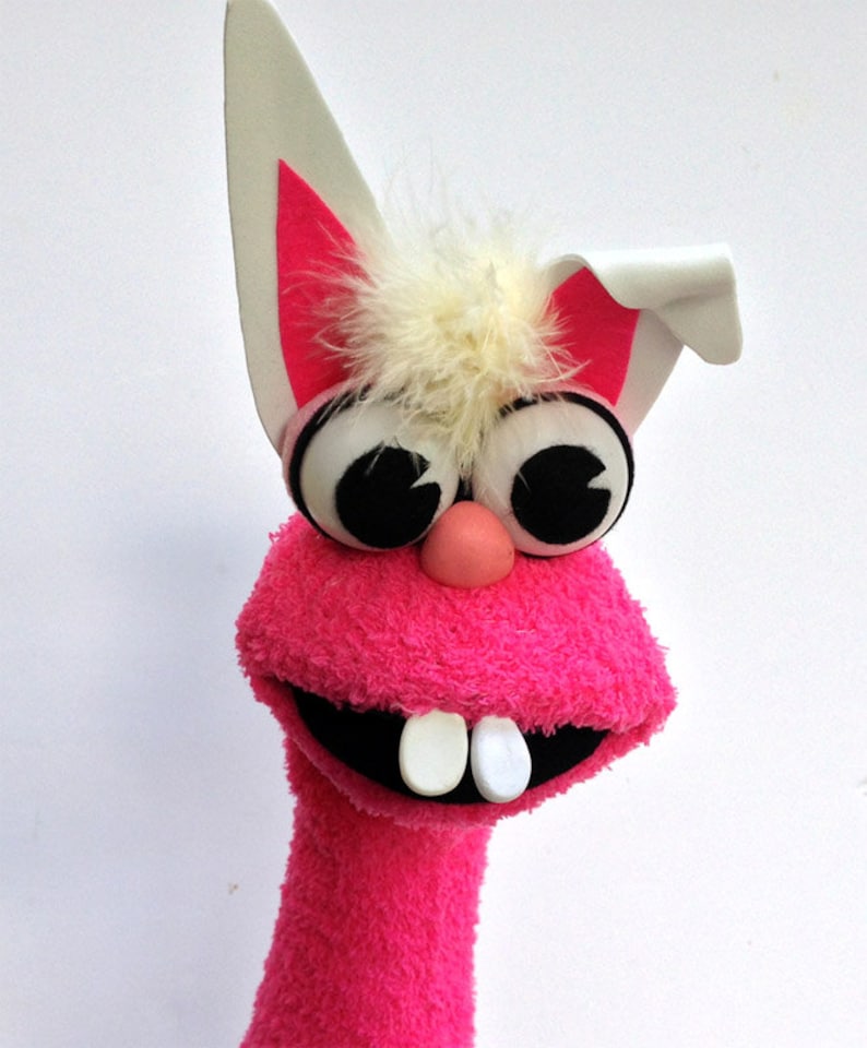 Bunny Rabbit Sock Puppet Hand Puppet with moving mouth fun Etsy
