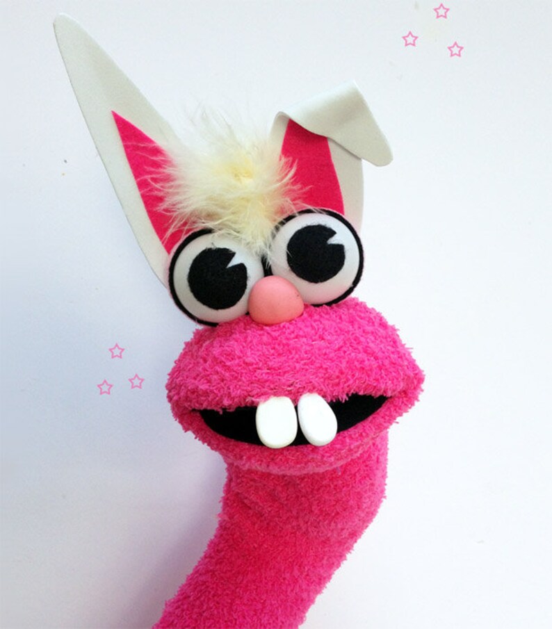 Bunny Rabbit Sock Puppet Hand Puppet with moving mouth fun Etsy