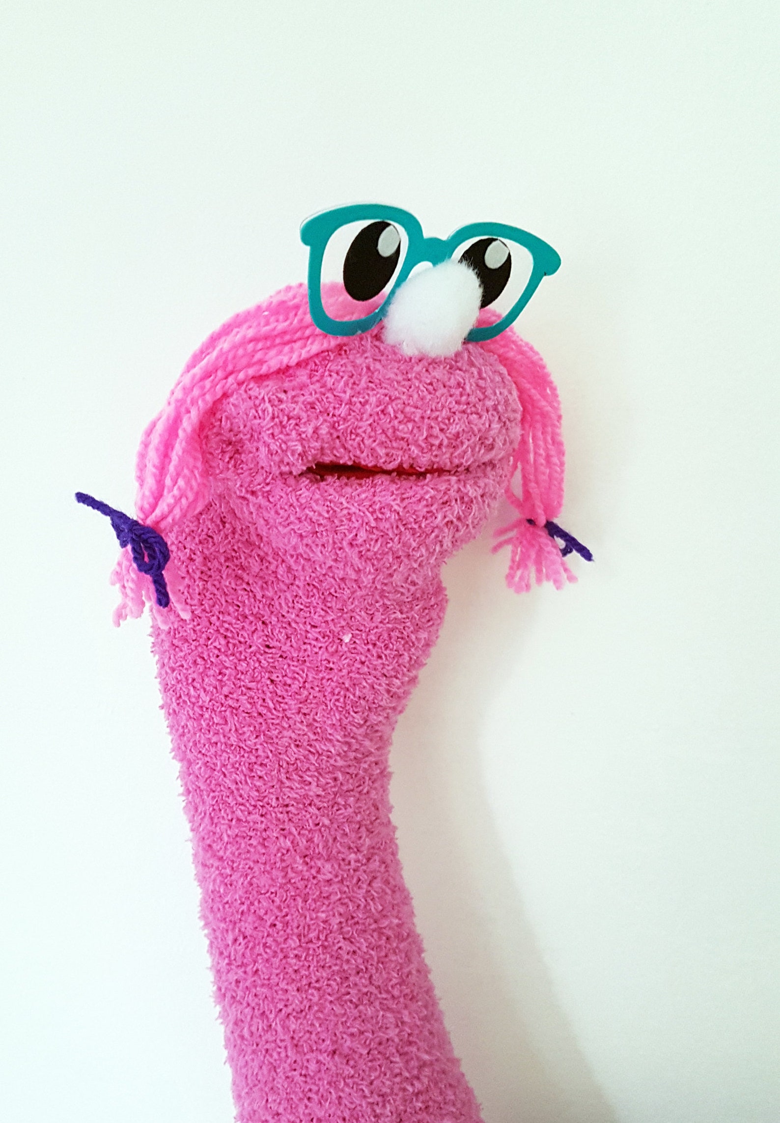 Girl Sock Puppet With Glasses Hand Puppet With Moving Mouth Etsy