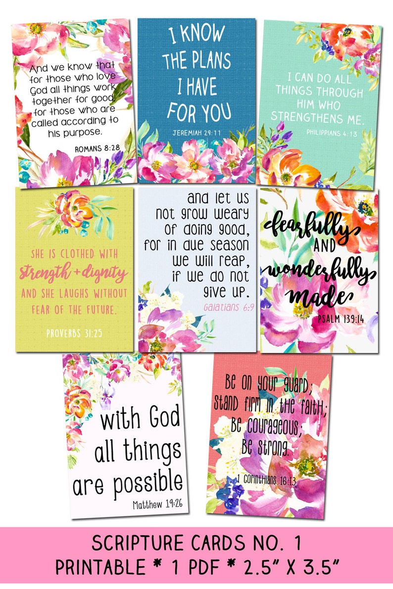 Scripture Cards No. 1 / Printable / Memory Verses / Bible | Etsy