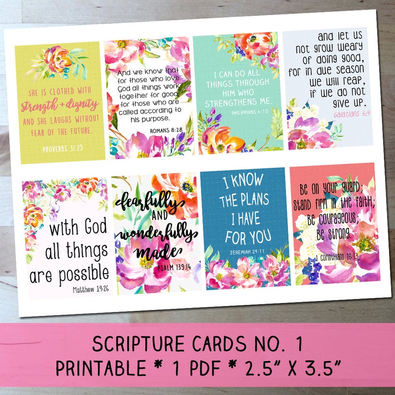 Scripture Cards No. 1 / Printable / Memory Verses / Bible | Etsy