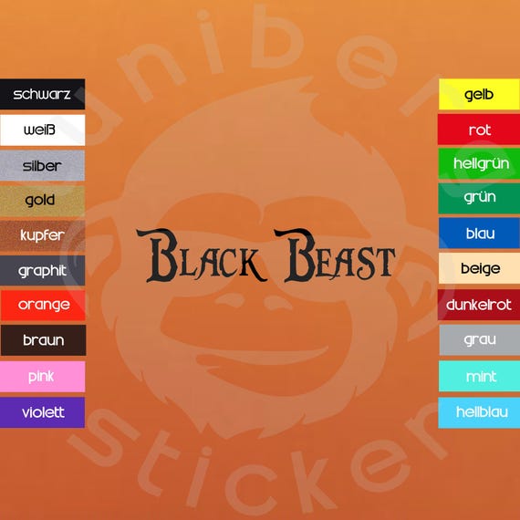 Auto Aufkleber Text:  "BLACK BEAST"
