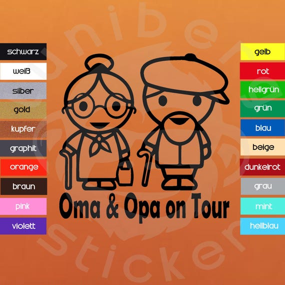 Auto Aufkleber "Oma & Opa on Tour"