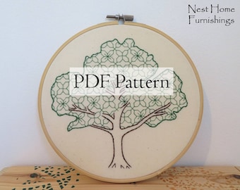 Blackwork Tree Embroidery PDF PATTERN