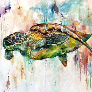 Original Sea Turtle Painting Sea Turtle Wall Art Colorful - Etsy