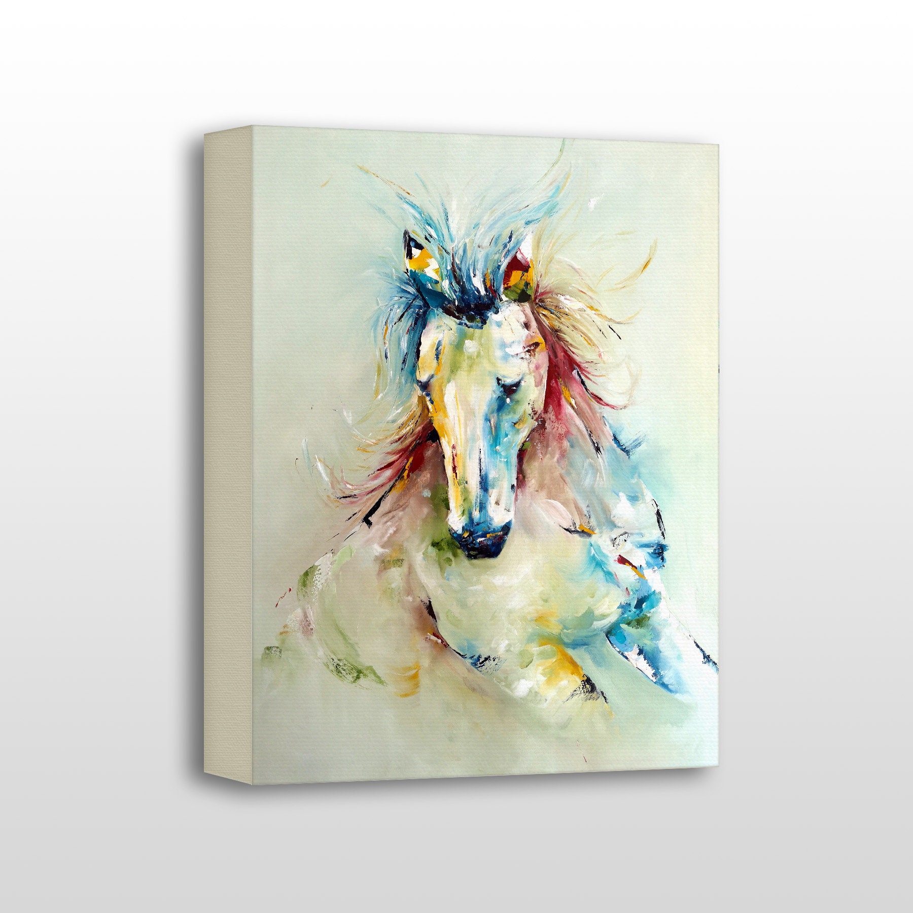 Art de Mur Toile Cheval, Peinture Sauvage Colorée Cheval