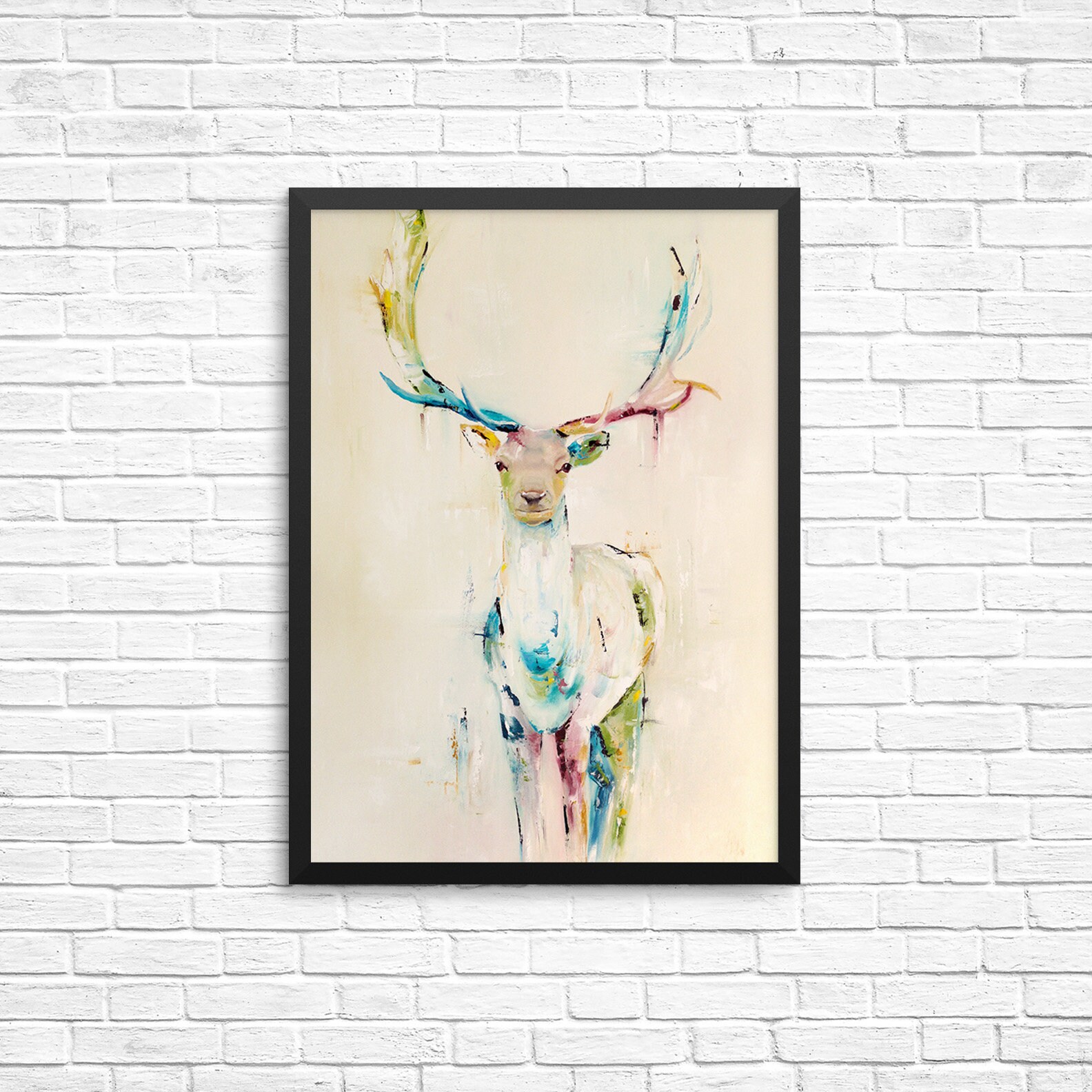 Stag Painting Art Print Stag Wall Art Colorful Stag Print Etsy