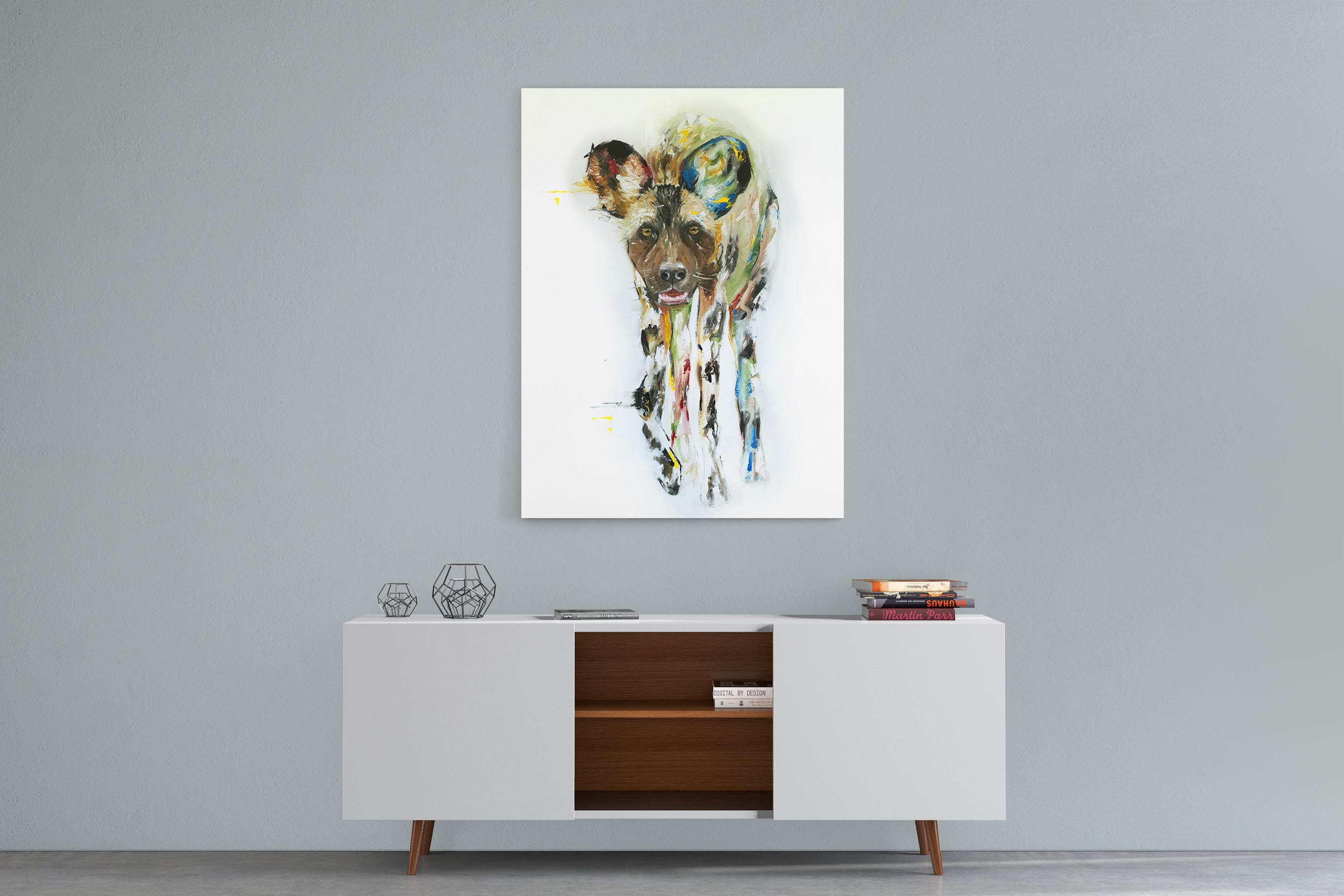 African Wild Dog Oil Painting Canvas Print Par Alexa Rose, Painted Wolf, Art, Animal, Home Decor, Wa