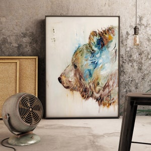 Grizzly Bear Art Print, Bear Wall Decor, Animal Print - Etsy