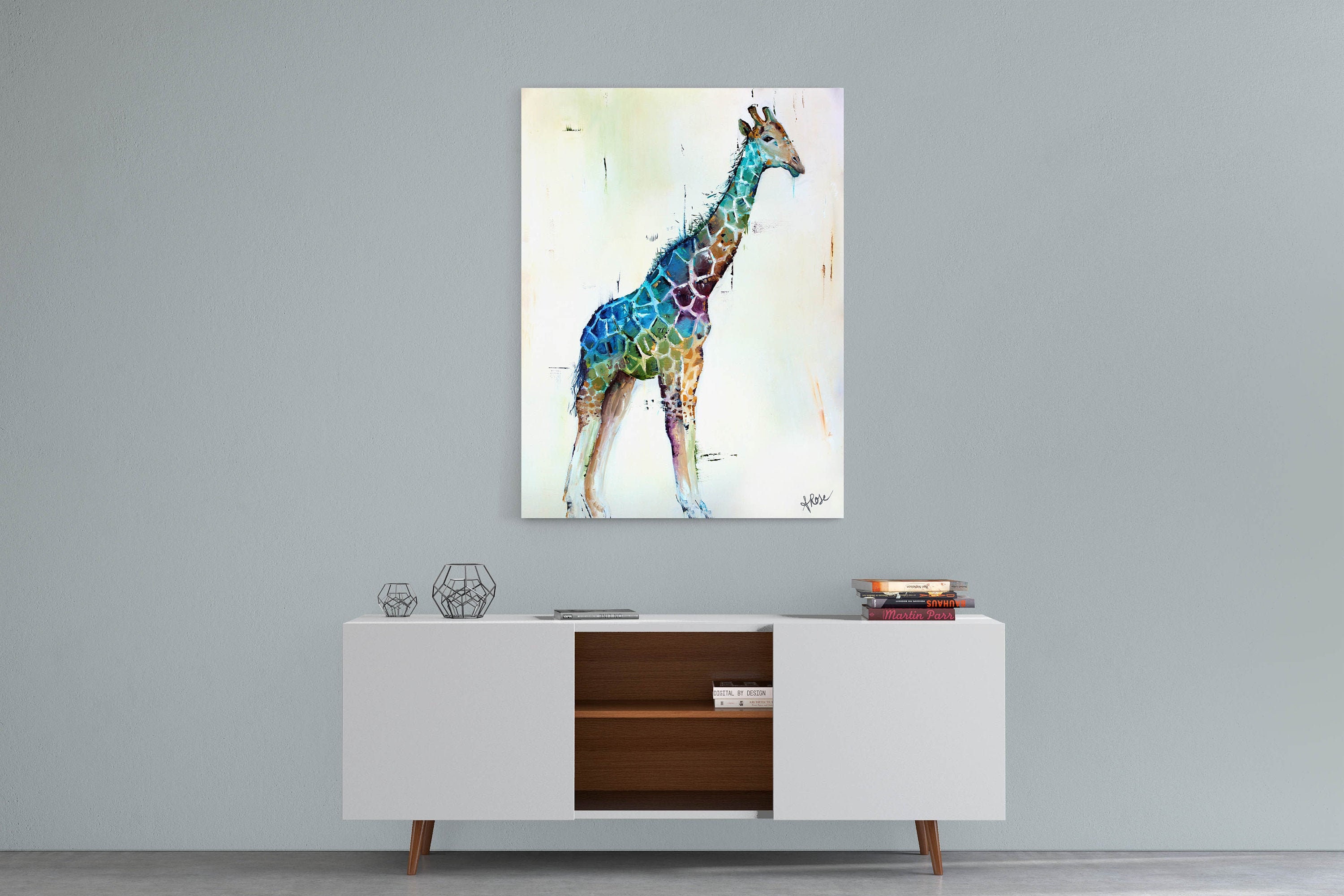 Giraffe Art On Canvas - Giraffe Wall Decor Thick Chunky African Animal Painting Print Canvas