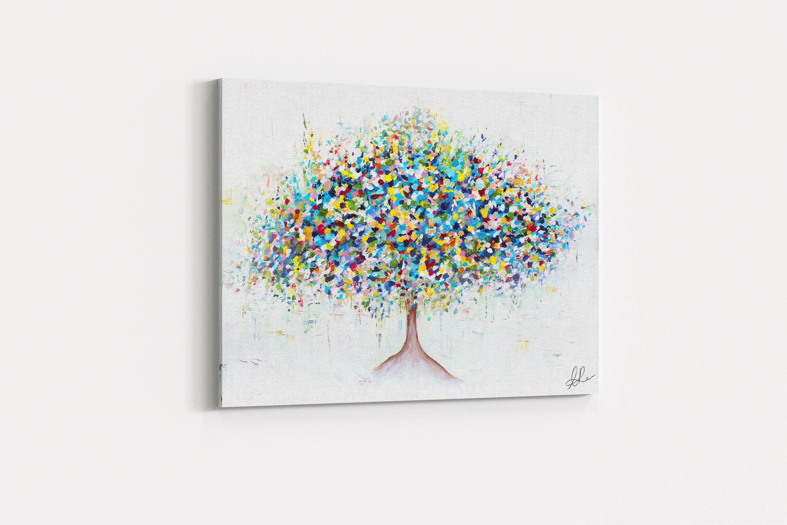 Arbre de Vie Multicolore Toile Art, Cadeau d'arbre Vie, d'anniversaire d'arbre Mariage