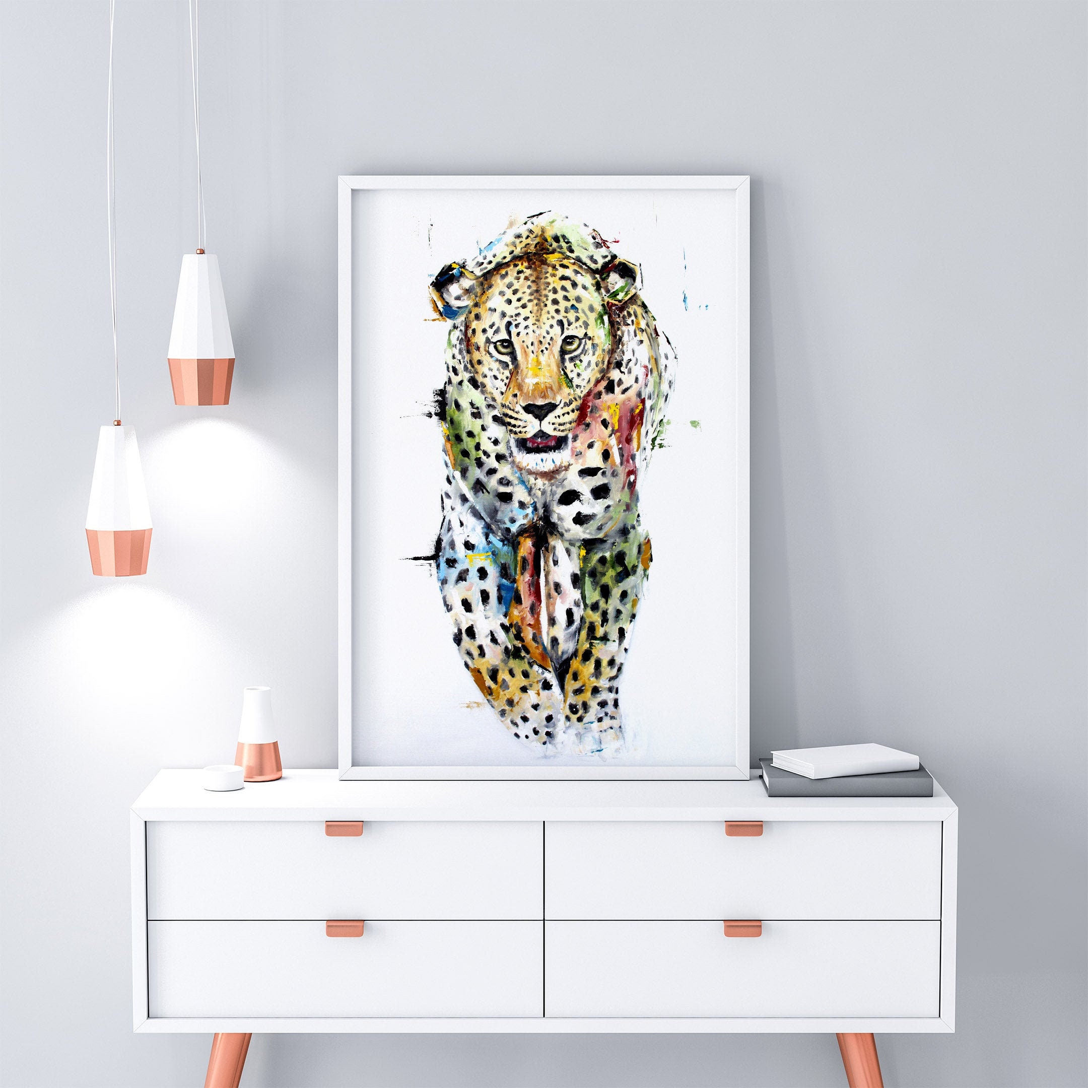 Leopard Art Print, Colorful Animal Wall Art, Wildlife Art Gift