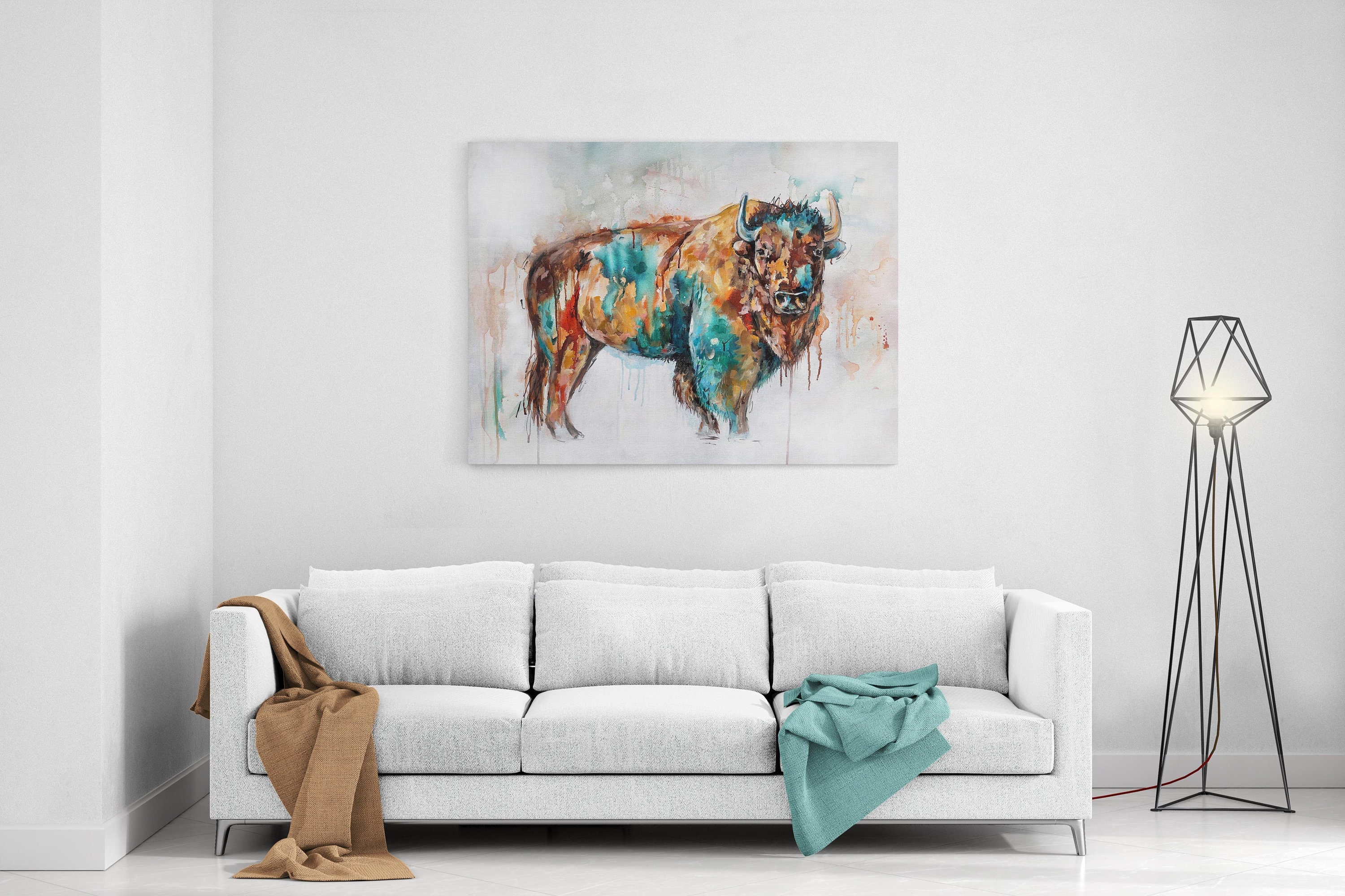 Art de La Toile Grand Animal, Art Mural Bison sur Toile