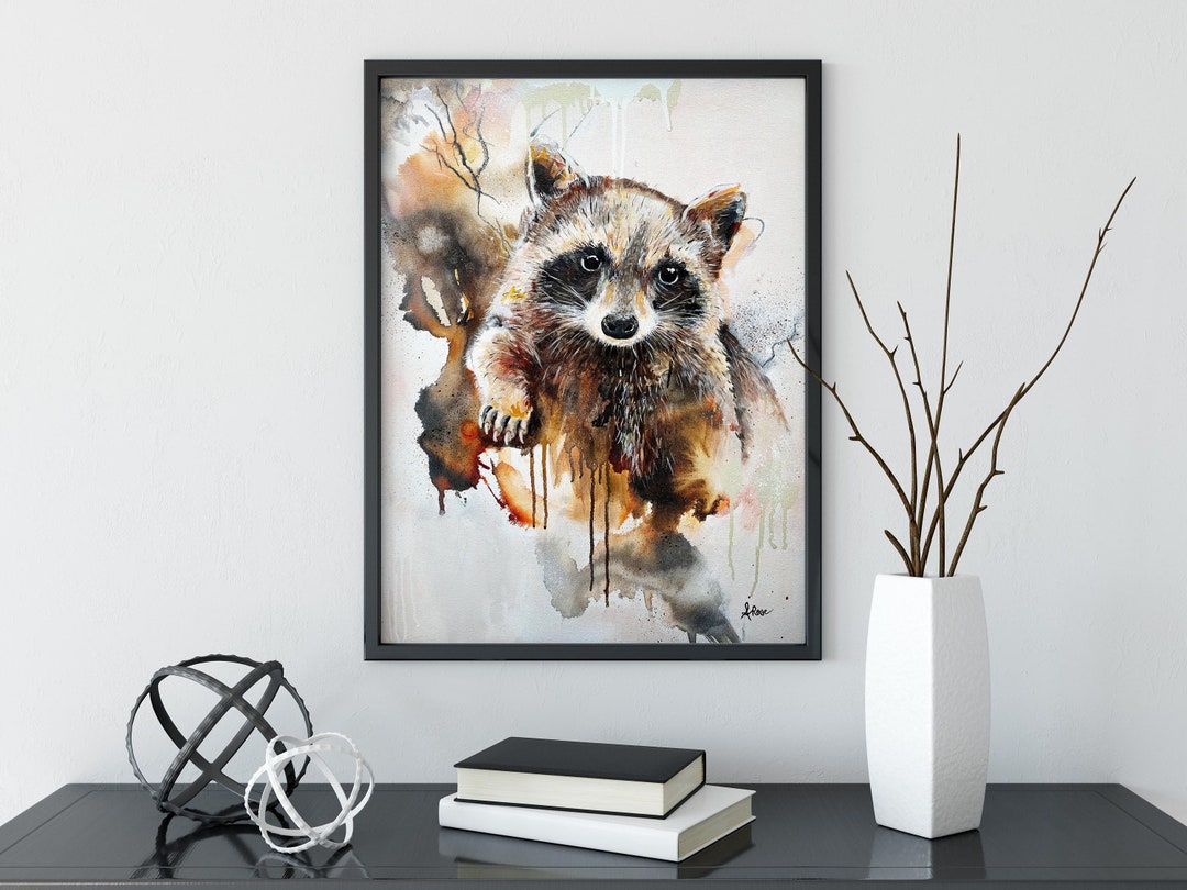 Racoon Art Print Wildlife Art Print Animal Painting - Etsy