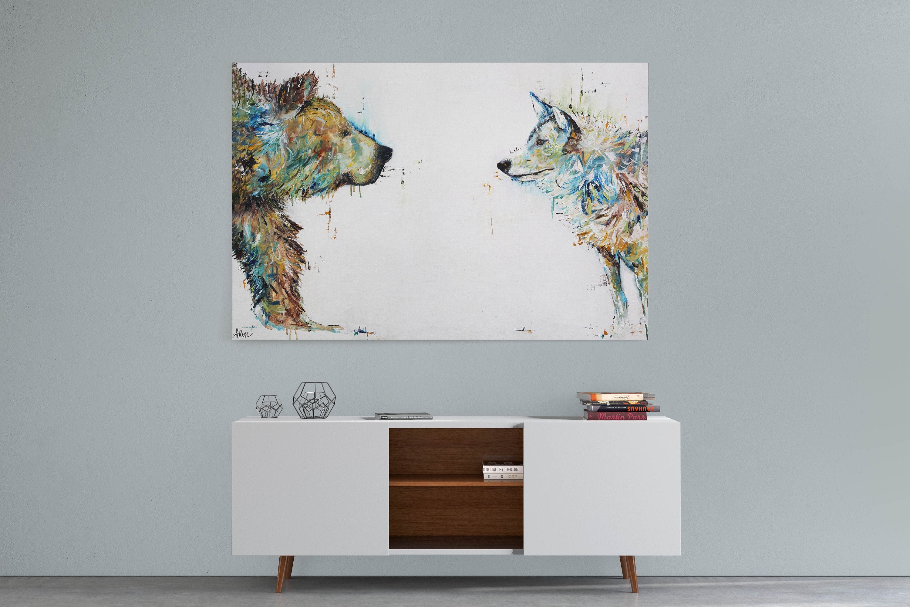 Décor Mural en Toile d'ours et de Loup, Art Pour Cabine, La d'animal