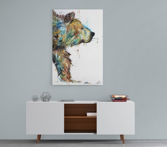 Grizzly Bear Oil Painting Canvas Print by Alexa Rose Bear | Etsy