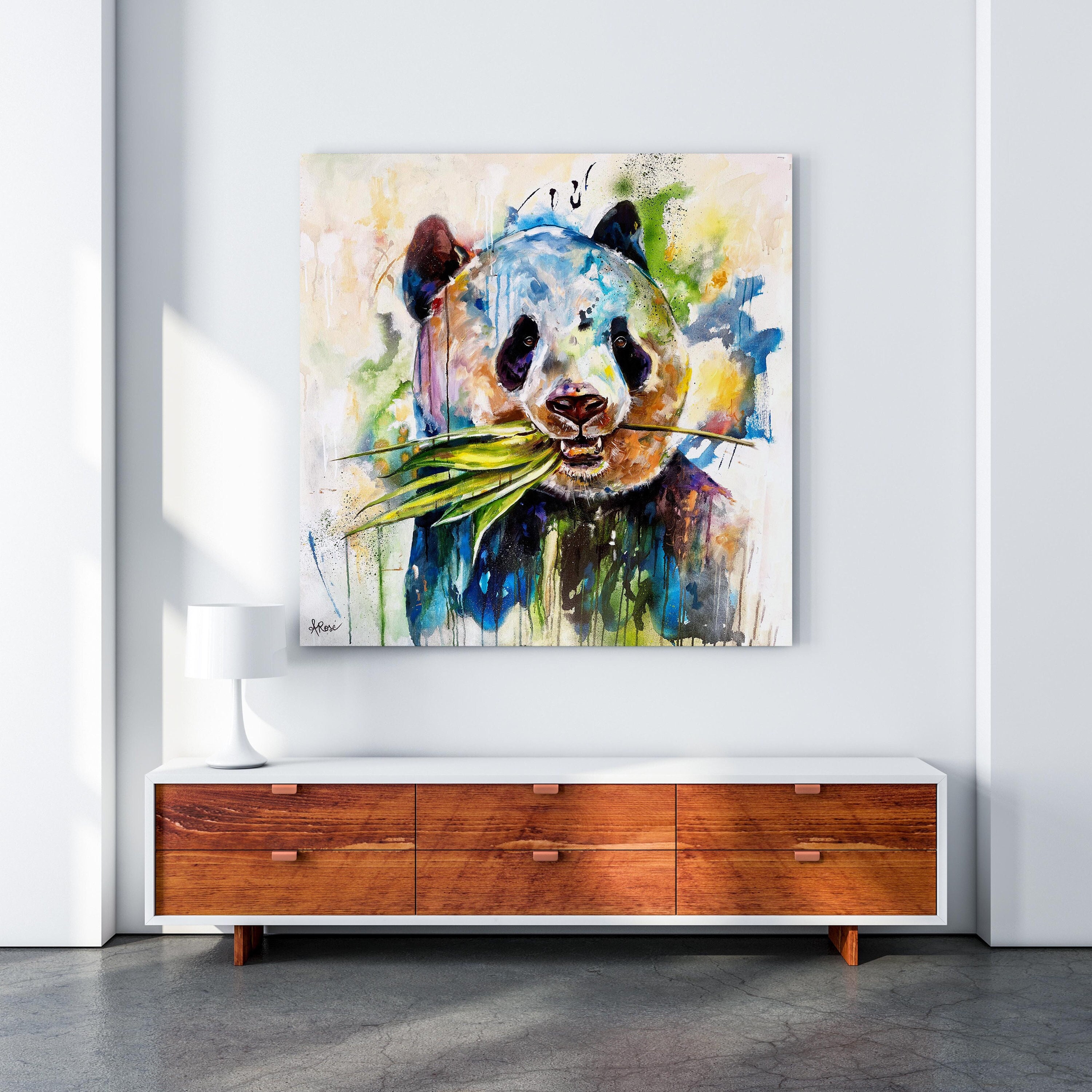 Panda Canvas Art, Wildlife Wall Panda Painting, Art Mural Coloré Moderne