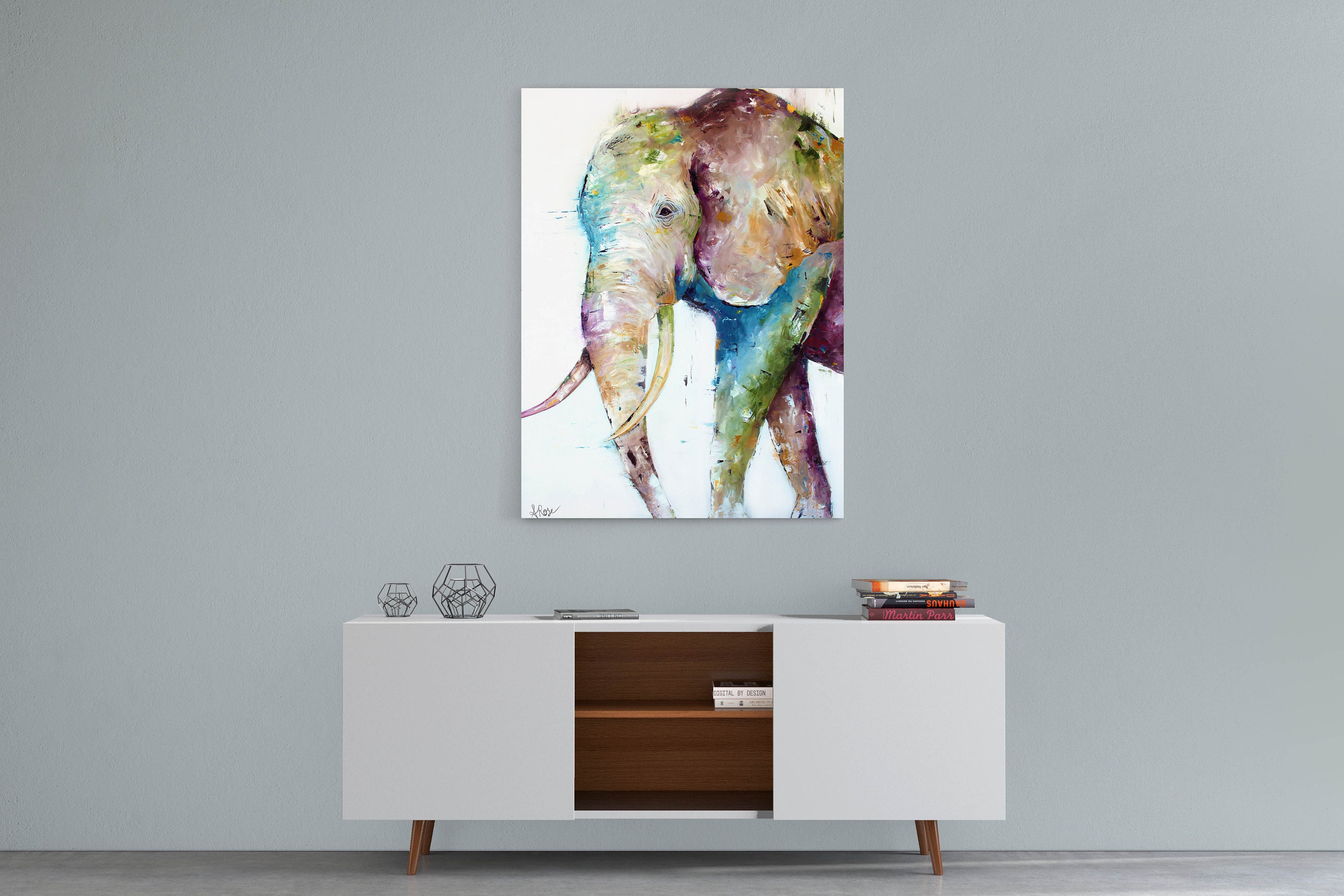 Elephant Canvas Art Print - Elephant Wall Safari Animal Decor Thick Wrapped Painting