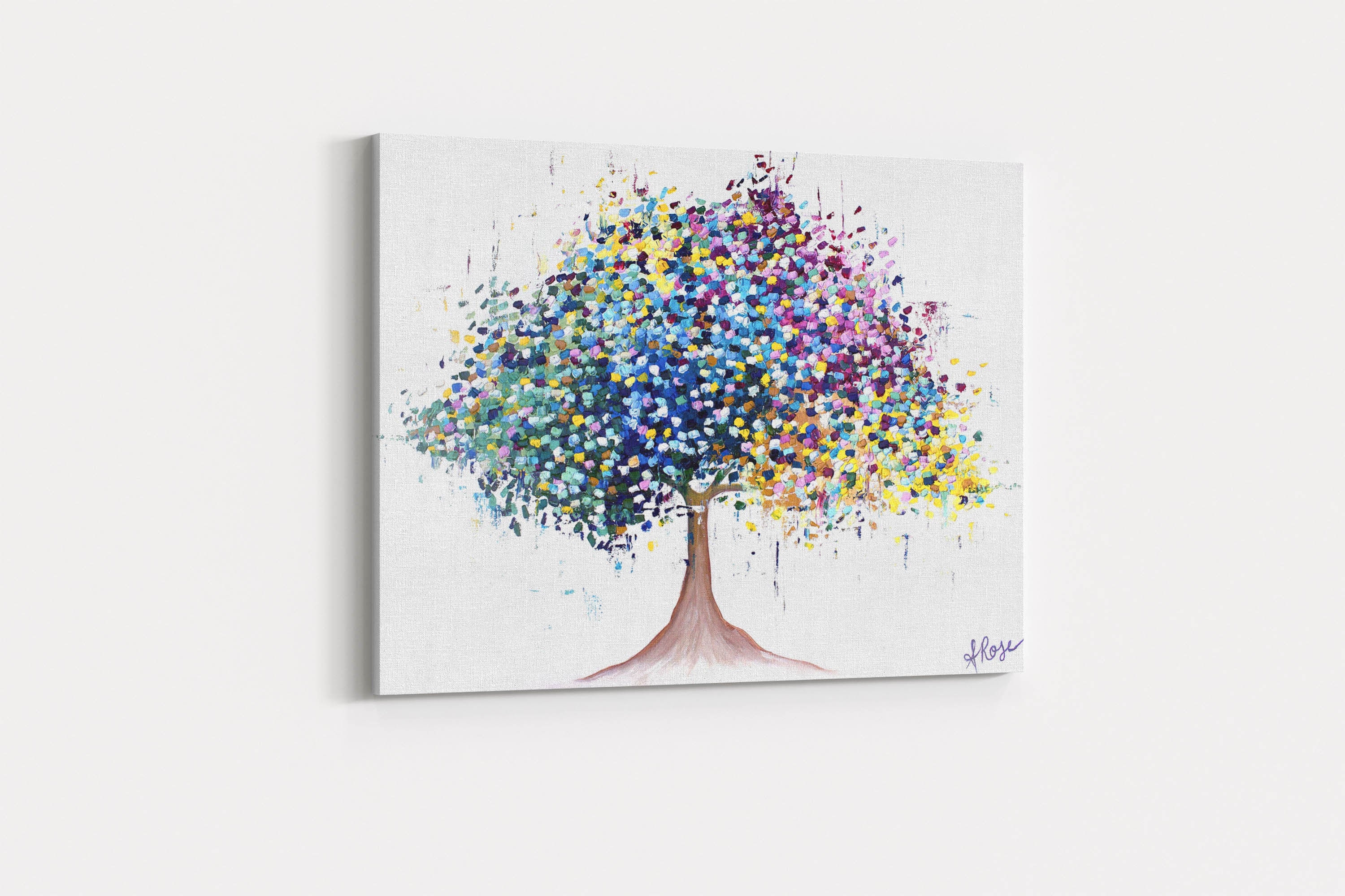 Arbre de Vie Art Mural en Toile Trapue, Décor d'arbre Coloré, L'arbre