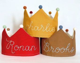 Custom Name First Birthday Crown, Personalized Party Hat, Adjustable Hand Embroidered Headband, First Birthday Gift