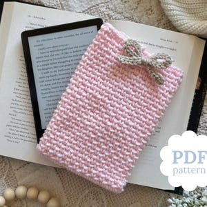 Gehäkelte E-Reader-Hülle mit Muster PDF - Gehäkelte Tablet-Tasche mit Schleife, schützende E-Reader-Hülle, gemütliches Geschenk für Leser
