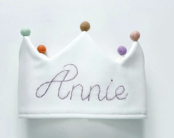 White Custom Name Crown // Personalized Neutral First Birthday Crown, Gifts for Toddler Kid under 5, Stocking Stuffer under 30, Ballet Girl