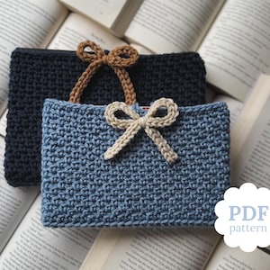 Crochet Book Sleeve Pattern PDF – Bow-Tied Book Pouch, Protective Book Cover, Cozy Gift for Readers, Bible Cover Crochet Digital Download