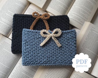 Crochet Book Sleeve Pattern PDF – Bow-Tied Book Pouch, Protective Book Cover, Cozy Gift for Readers, Bible Cover Crochet Digital Download