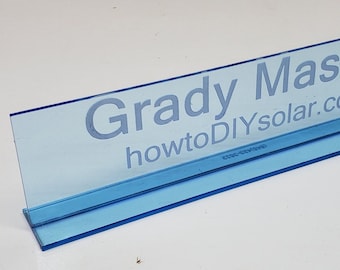 Personalized EdgeGlow Blue Acrylic Glass NAME PLATE BAR Desk FreeShip